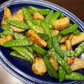hinahio's cooksnap of when they made 揚げ長芋とさやえんどうの炒めもの.