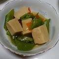クック8XOA9D☆'s cooksnap of when they made スナップえんどうと高野豆腐の煮物.