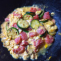 クックT09BHH☆'s cooksnap of when they made トマトとズッキーニのふわとろ卵.