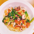 えもはん's cooksnap of when they made イカとトマトほうれん草のぱぱっとパスタ.