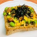 島子☆'s cooksnap of when they made スナップエンドウ・枝豆×ナッツのトースト.