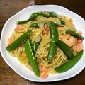 パンダフル！'s cooksnap of when they made スナップエンドウとエビのペペロンチーノ風.
