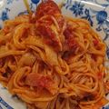KazSONIC's cooksnap of when they made 稲庭うどんで！トマトとチーズのパスタ風.
