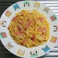 もぐ・ω・くま's cooksnap of when they made 生しょうゆのカルボ風パスタ.