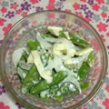 ぽぽきゅ's cooksnap of when they made *絹さやと新玉ねぎのマヨチーズサラダ*.