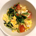 caruga's cooksnap of when they made そらまめ豆苗のトマト卵炒め.