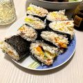 Maruchina's cooksnap of when they made かに風味サラダと半熟玉子◆おにぎらず.