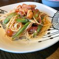 yuri＊mana's cooksnap of when they made エビとアスパラのトマトスパゲティ.