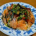や～たん食堂's cooksnap of when they made サーモンとアボカドとトマトの冷製パスタ.