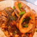 Renapoyo's cooksnap of when they made ねぎだく☆いかのバタポンわた炒め.