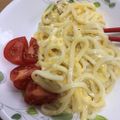 クック05N5RD☆'s cooksnap of when they made 丼で混ぜるだけ！簡単カルボナーラ風うどん.
