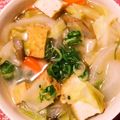 友芽芭's cooksnap of when they made 厚揚げごぼう人参キャベツ玉葱の味噌汁.