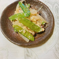 yesmama's cooksnap of when they made 絹さやと新玉ねぎの卵とじ♪.