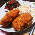 ♡らぶぴぃ♡'s cooksnap of when they made 油フライパン1cm！豚こまチーズとんかつ.