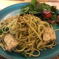 ecobeer's cooksnap of when they made 鶏胸肉とアスパラガスのジェノベーゼパスタ.