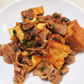 amjkao's cooksnap of when they made 厚揚げと豚コマ肉の辛味噌炒め.