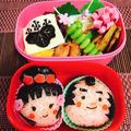 Rika☆Rin's cooksnap of when they made 時代劇風★姫ちゃん＆殿くん　キャラ弁.