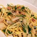 ラブリーベアハート's cooksnap of when they made 水菜、新玉ねぎ、しらすのスパゲｯティ.