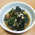 Mみーこ's cooksnap of when they made ごま油香るゴーヤとなすの煮物.