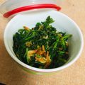 ☆ミノカサゴ☆'s cooksnap of when they made 春菊と桜エビのオリーブオイル炒め.
