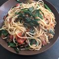 リボンヌ's cooksnap of when they made イワシ缶とニラとトマトのパスタ.