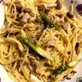 yuzukapi's cooksnap of when they made アスパラとツナの和風マヨパスタ.