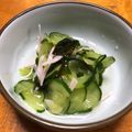 みなとくんばーば's cooksnap of when they made カニカマ入りきゅうりとわかめの生姜酢の物.