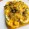 島子☆'s cooksnap of when they made 茹で卵×玉葱のおかか味噌トースト.