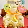 TOYMee☆'s cooksnap of when they made 食パンで♪１歳の誕生日ケーキ【離乳食】.