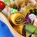 ❀akiko❀'s cooksnap of when they made 簡単】キャラ弁 海苔入りくるくる卵焼き.