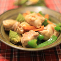 ぽっぽぺぺ's cooksnap of when they made 鶏肉と夏野菜のあっさり炒め.