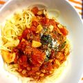 mimisasach's cooksnap of when they made 鯖＠サバ缶とナスのトマト ソース パスタ.