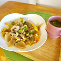 komutatata's cooksnap of when they made お肉と玉ねぎ炒め卵とじ。葱のせ。.