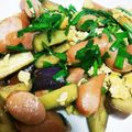 へぼのん's cooksnap of when they made 簡単☆なすとベーコン・ニラ玉のマヨ炒め.