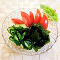 ももちゃんのれしぴ's cooksnap of when they made 簡単キュウリワカメトマトの酢の物♪.