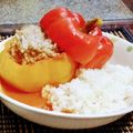 homehako's cooksnap of when they made ⌘ パプリカの肉詰め ⌘ お米入り ⌘.
