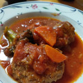 えどぢろ's cooksnap of when they made 完熟トマトと夏野菜の⁂煮込みハンバーグ.