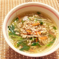 なむい's cooksnap of when they made 豚ひき肉ともやしと豆苗のおかずスープ.