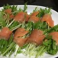 あけ307's cooksnap of when they made スモークサーモンの水菜まきまきサラダ.