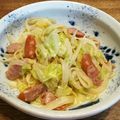 クック7RK4JC☆'s cooksnap of when they made キャベツとウインナーのクリームパスタ♪.