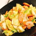 cocolulu02's cooksnap of when they made キャベツとウインナーのチーズカレー炒め.