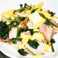 ポンポリン's cooksnap of when they made ベーコンとほうれん草の卵炒め.