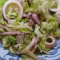 peachpies's cooksnap of when they made 茹でイカとキャベツのマヨごま(油)炒め.