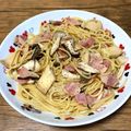★non's cooksnap of when they made たっぷりキノコとベーコンの和風スパゲティ.