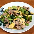 ひこさぶろう's cooksnap of when they made 小松菜と卵の豚肉炒め ピリ辛Ver..