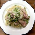 ＊豆太郎のママ＊'s cooksnap of when they made 枝豆とソーセージのクリームフェットチーネ.