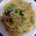 セカイノハジマリ's cooksnap of when they made ほうれん草とツナのオイルパスタ.