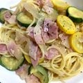 ☆８★ｍａｍａ☆'s cooksnap of when they made ズッキーニ・新玉葱・ベーコンで和風パスタ.