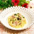 なつき☆ミ's cooksnap of when they made 賄いパスタ♪カルボナーラ風♡.