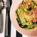mmmmint＊'s cooksnap of when they made ほうれん草とベーコンの和風パスタ.
